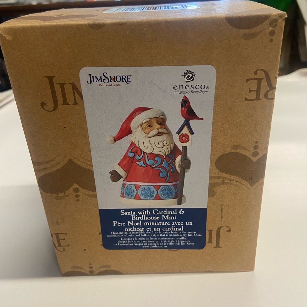 Jim Shore Santa with Cardinal & Birdhouse Mini - Red and Blue